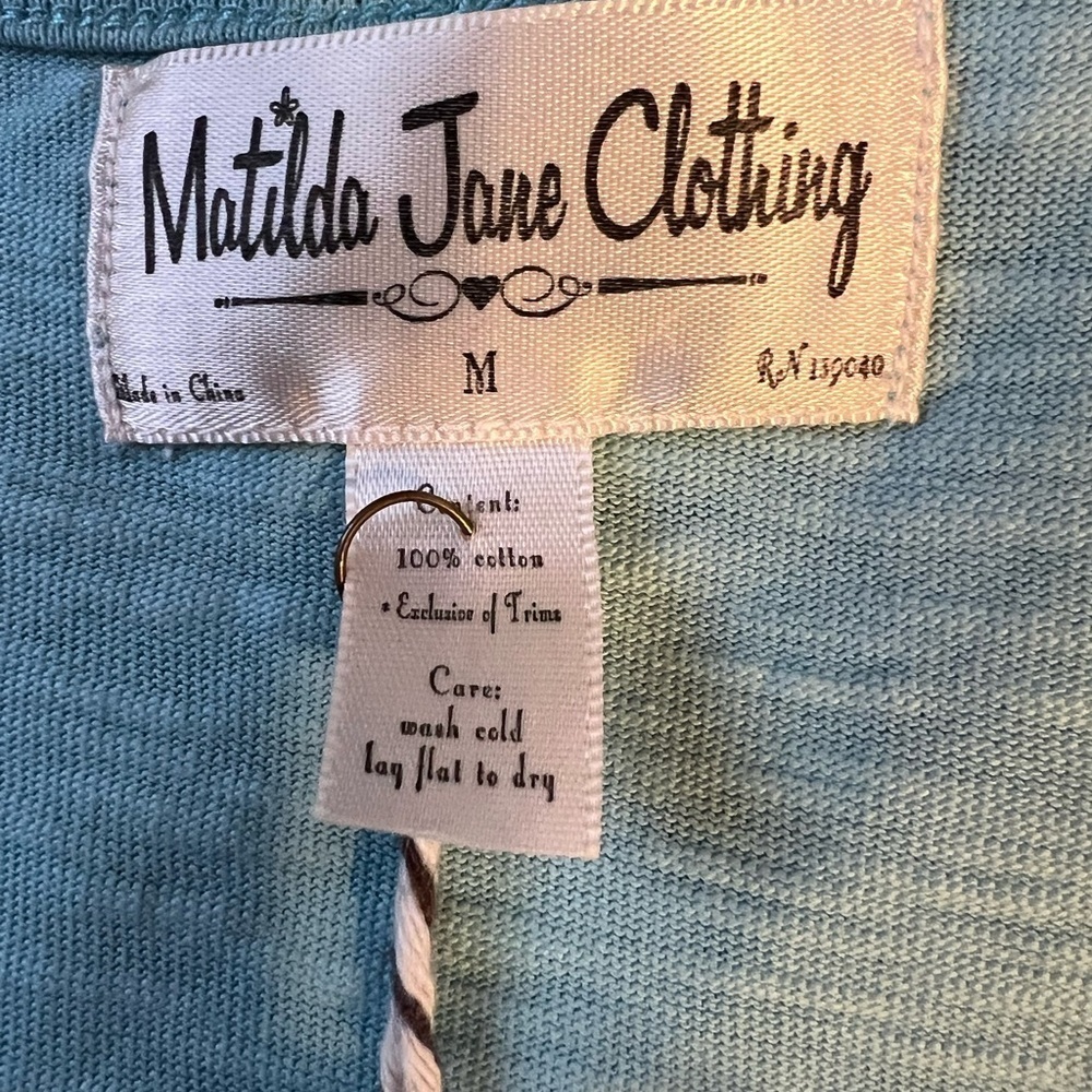 NWT Matilda Jane M Medium Good Hart Flower Shop Blue Cotton Knit Wrap Dress - Picture 5 of 6